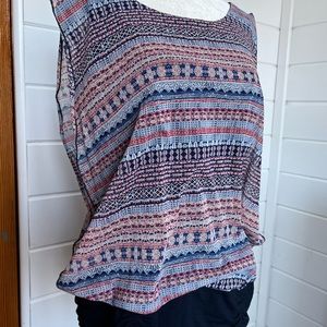 CLEO XL Sleeveless Dress Top w/Sheer patterned overlay, EUC